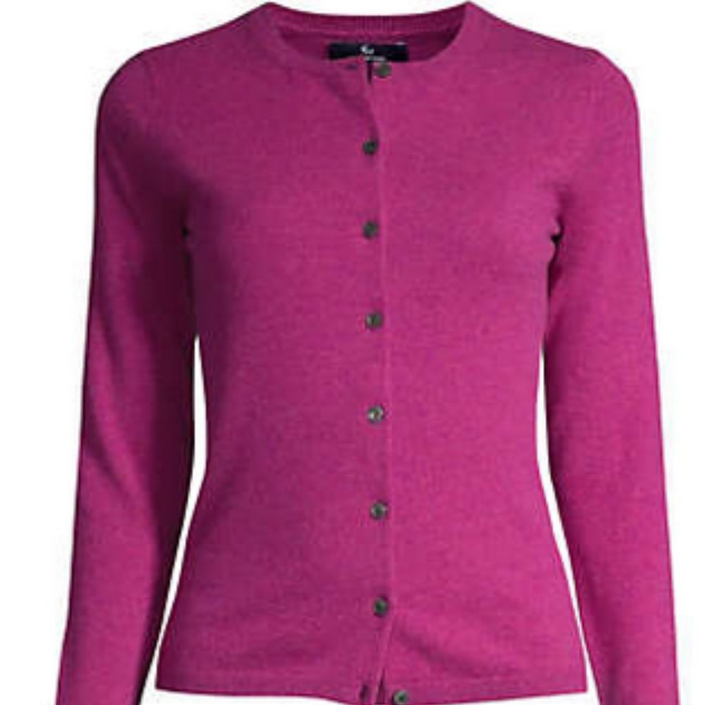 Lands End PS 'rubellite heather' cashmere cardigan